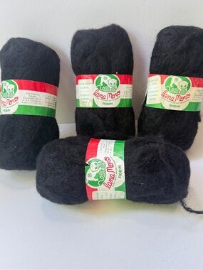 4 skeins Lana Moro Robin 95% wool & 5% mohair yarn vintage NOS wool mohair Black